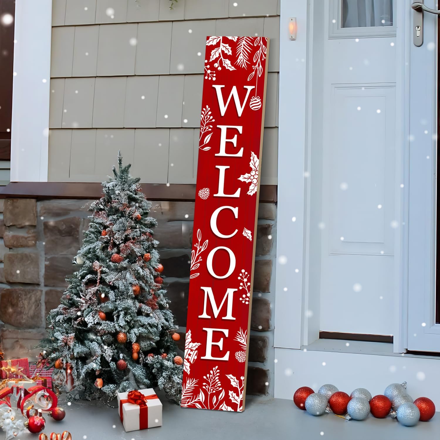 Fall Porch Sign Autumn Maple Leaf Welcome Sign Vertical Standing Sign For Front Porch Decor Farmhouse Wall Hanging for Patio Yard Party Indoor Outdoor Thanksgiving Decoration 47.2"H