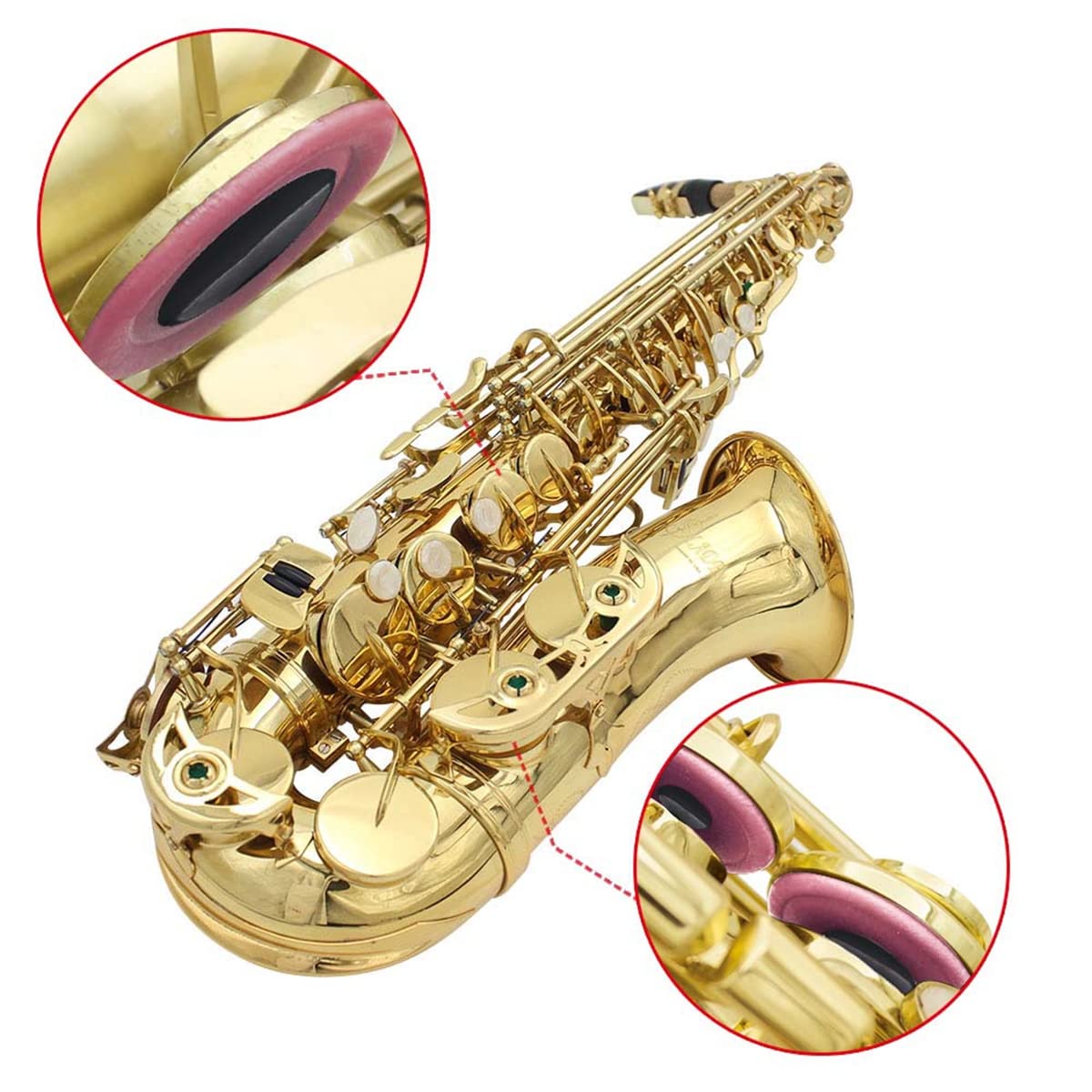 25 Almohadillas para Saxofón Alto, Almohadillas Profesionales de Piel de Oveja con Aislamiento de Sonido ABS, Accesorios para Saxofón Alto para Músicos Exigentes