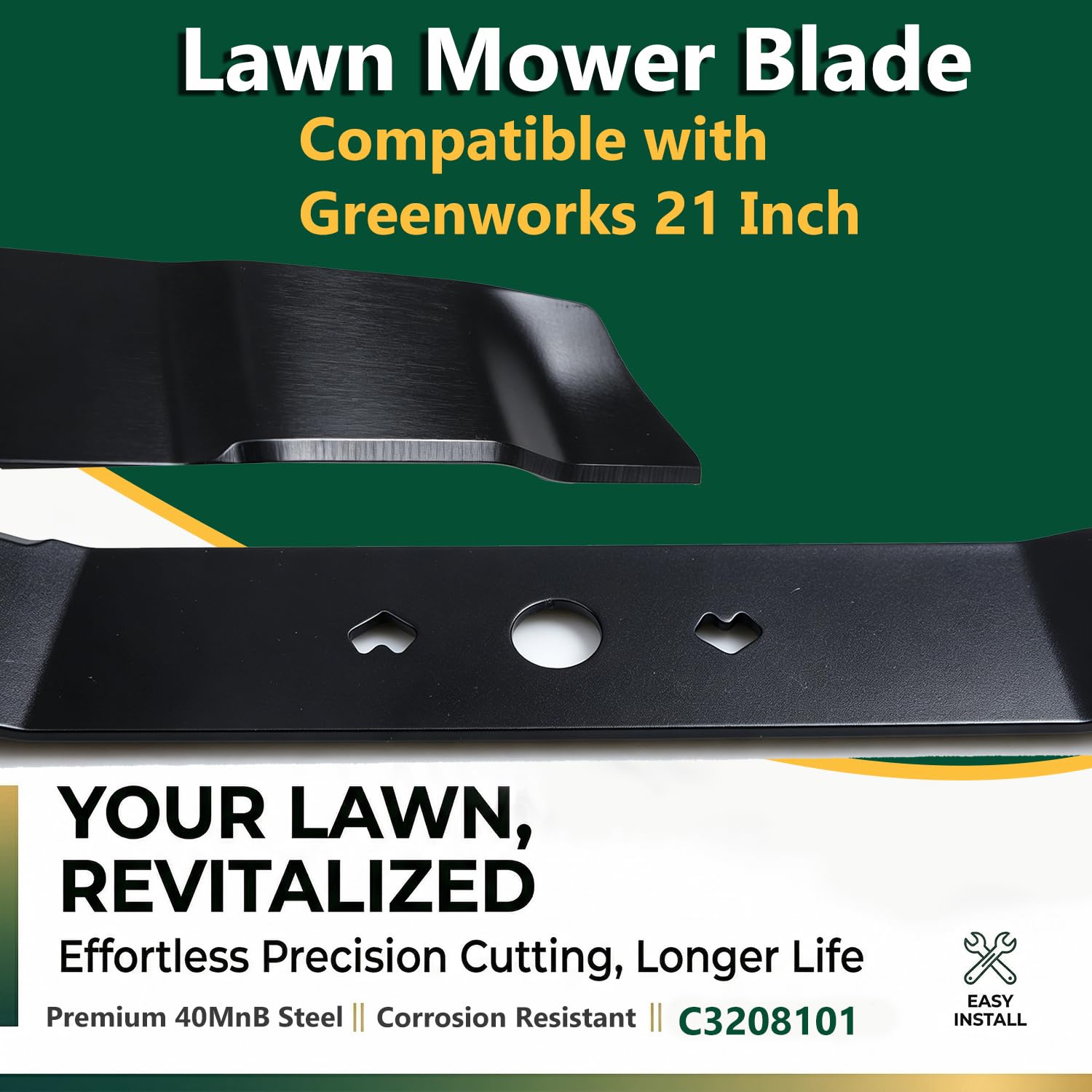 Cuchilla de repuesto para cortacésped Greenworks de 21 pulgadas C3208101 MO40L4413, MO40L03, MO48L4422 (negro, 2 unidades)