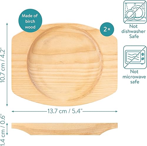 Miniatura 6 de Mini sartén de hierro fundido con base de madera (juego de 2) - Sartén de hierro fundido con base de madera protectora - Sartén de metal resistente