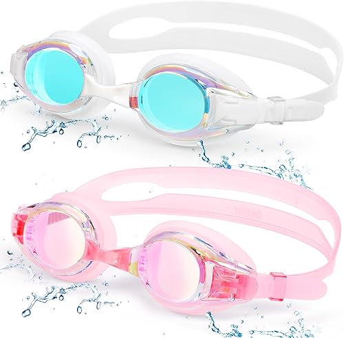 Miniatura 33 de Aegend - Paquete de 2 gafas para niños, gafas de natación para niños de 4 a 16 años, niños y niñas jóvenes, gafas de piscina antivaho, impermeables,