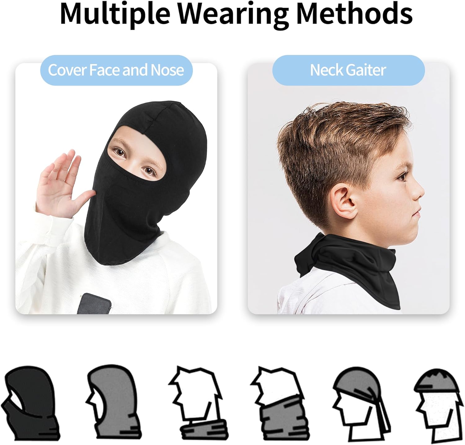 Pukavt 1-3 Pack Kids Balaclava Ski Mask for Boys and Girls, UV Protection Windproof Scarf for Winter Snowboard Cycling - Image 5