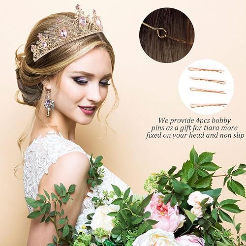 Vista 45 de AHONEY Diadema negra, Cristal, diamantes de imitación, aleación Dorado rojizo