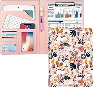 Portafolio De Negocios WAVEYU - Tamaño A4, Rosa - Con Bolsillos Para Tarjetas, Teléfono Y Documentos