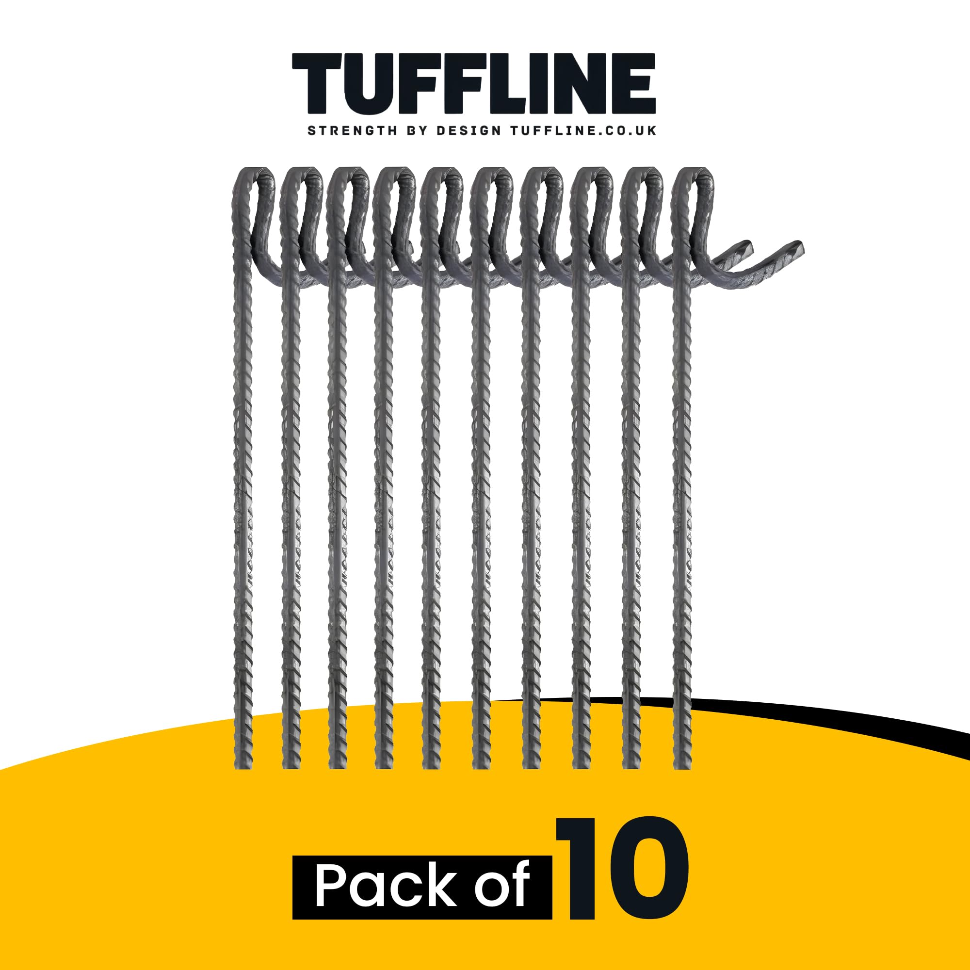 Fencing Pins 125cm – Pack of 10 – Standard, Black Coated, Galvanised, Ribbed, Ribbed Galvanised – Heavy Duty Temporary Fence Posts (Hot Dipped Galvanised) — view 2