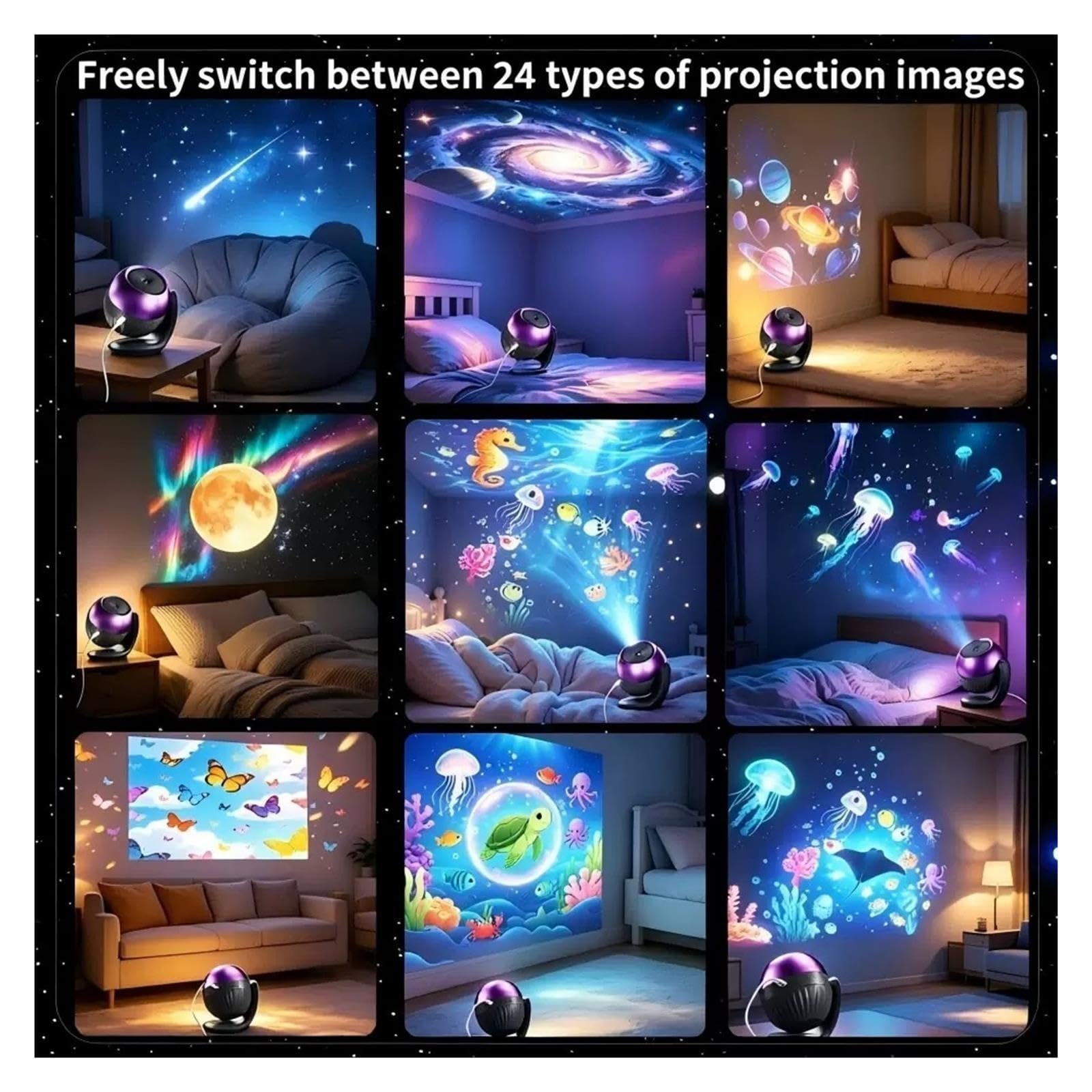 Luce Notturna Rotante Con Proiettore Galaxy Ocean E Suoni for Dormire