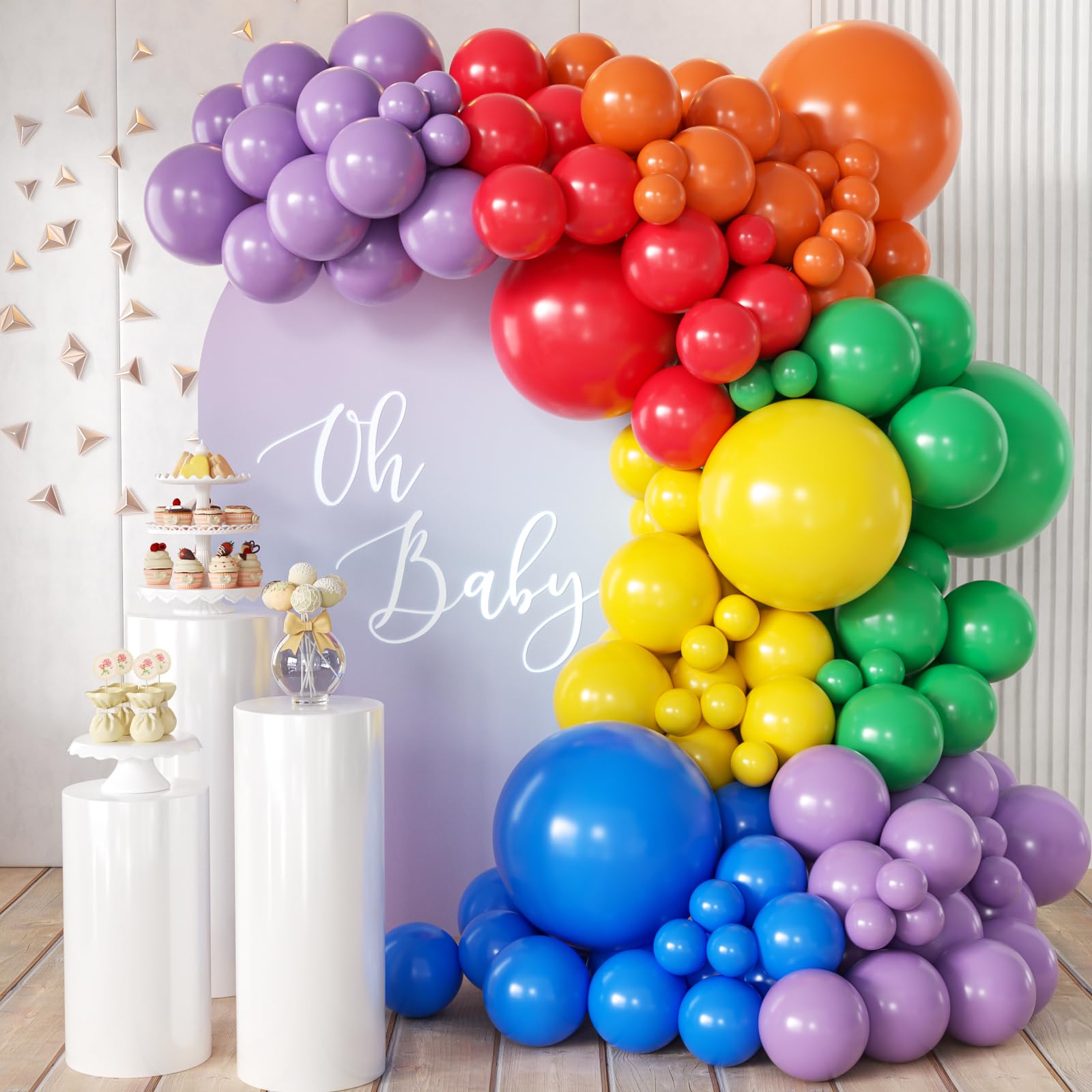 MEBAY Rainbow Balloon Arch Kit, 155Pcs 18 12 5 inch Colorful Latex Balloons Garland for Birthday Baby Shower Wedding Engagement Anniversary Party