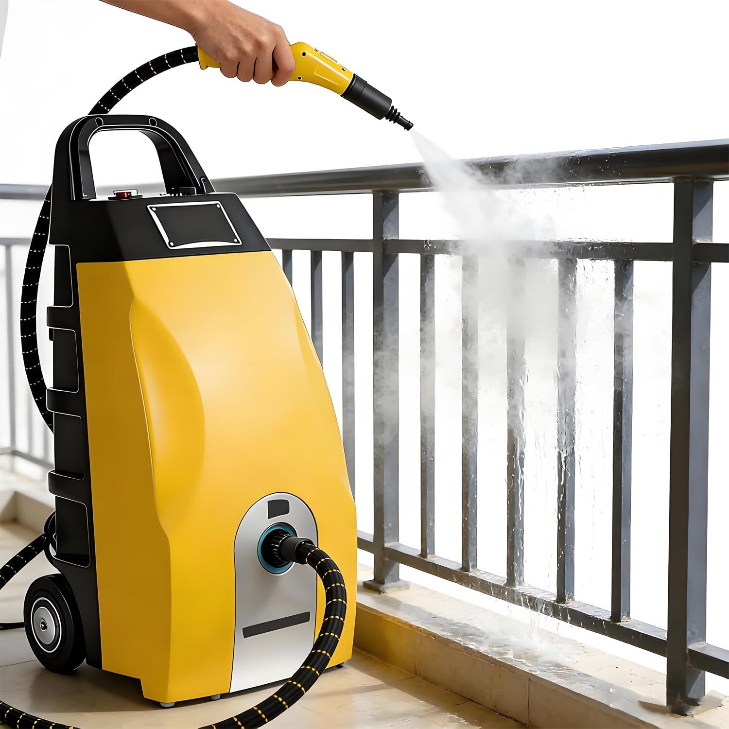 GLBMXDD High Temperature Steam Cleaner–3000W Portable steam Cleaner with 3L Water Tank, Ideal for Home and car use, efficiently Cleans Floors, Upholstery, Tiles, and More Yellow