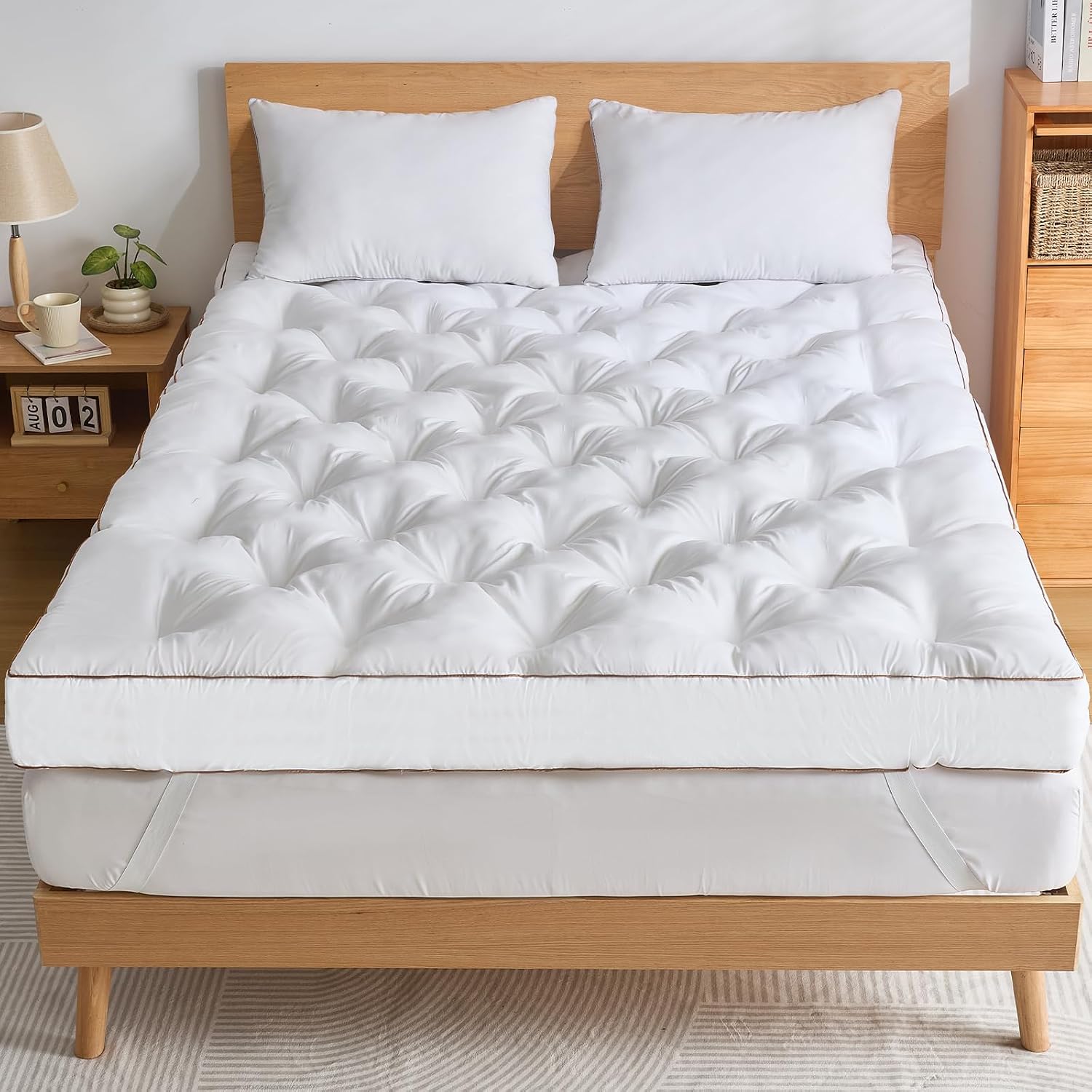 WhatsBedding 4 Inch Memory Foam Mattress Topper Twin Size, Supportive Pillow Top Mattress Topper