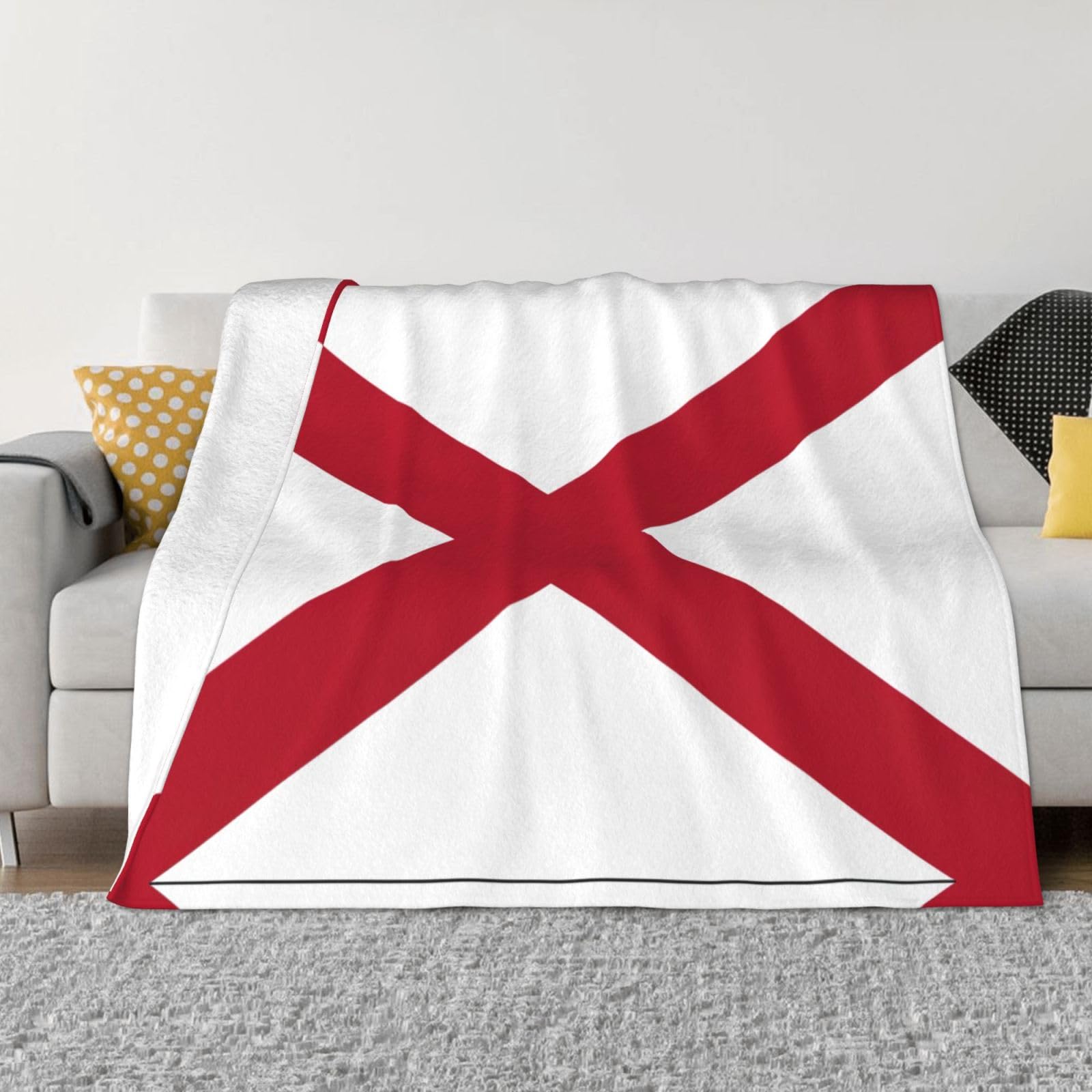 Couverture drapeau Alabama en micro-polaire douce pour canapé
