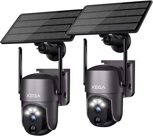 Xega 2 Pièces PTZ Caméra de sécurité Solaire extérieure s…