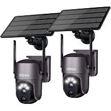 Xega 2 Pack Security Camera Wireless Outdoor 2K 360 PTZ Solar Camera