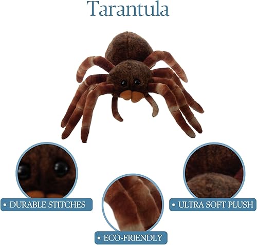 Miniatura 8 de The Petting Zoo Tarántula de peluche, regalos para niños, animales salvajes del zoológico Onez, juguete de peluche de tarántula sentado de 12