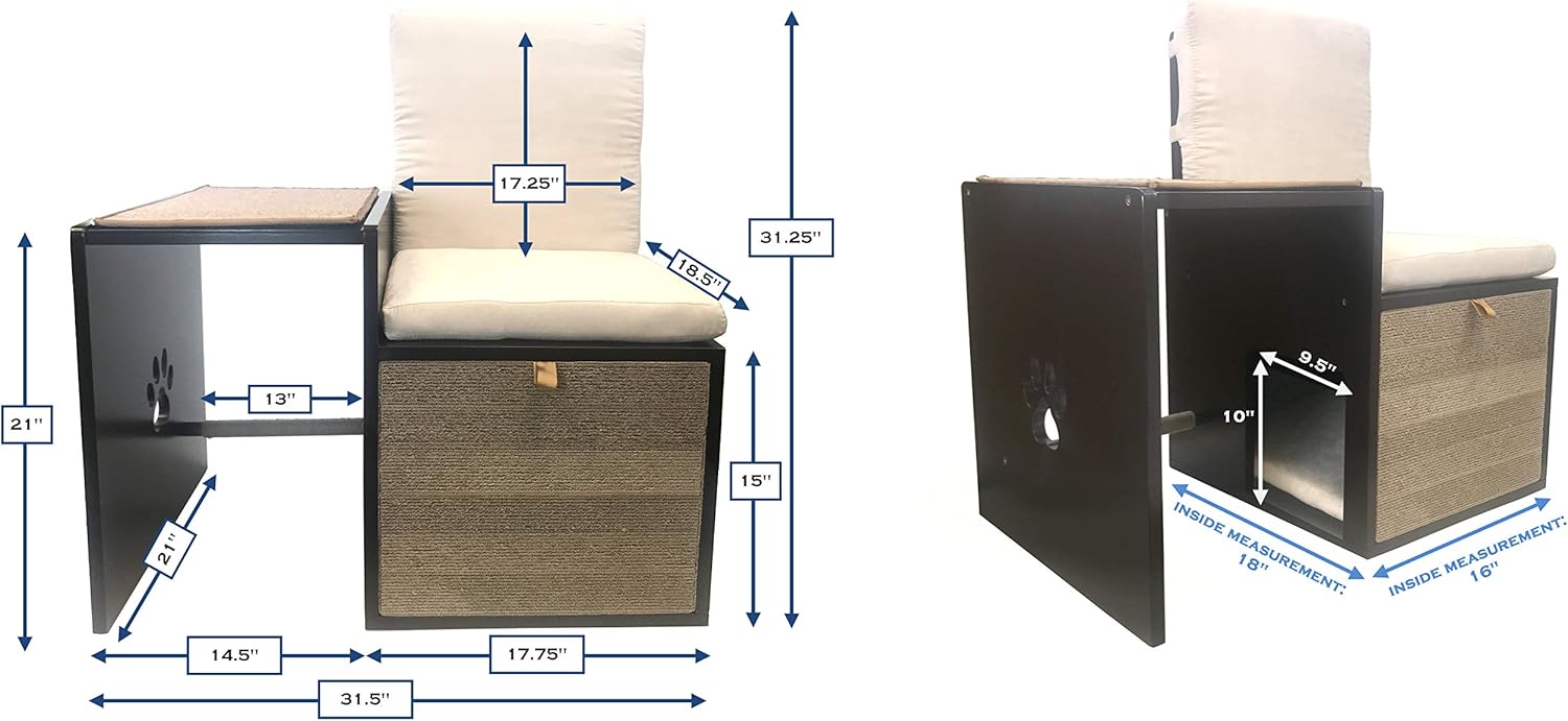 Penn-Plax Cat Walk Furniture: Love Seat Bench & Play Hide for Pets | Great Addition to Any Modern Home with a Contemporary Look