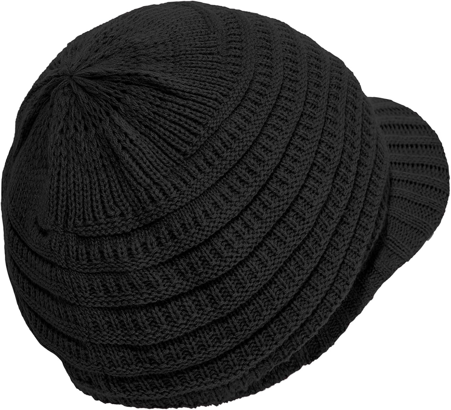 Womens Satin Lined Beanie Slouchy Winter Knit Hat Newsboy Hat with Brim Silk Lined Beanie - Image 8