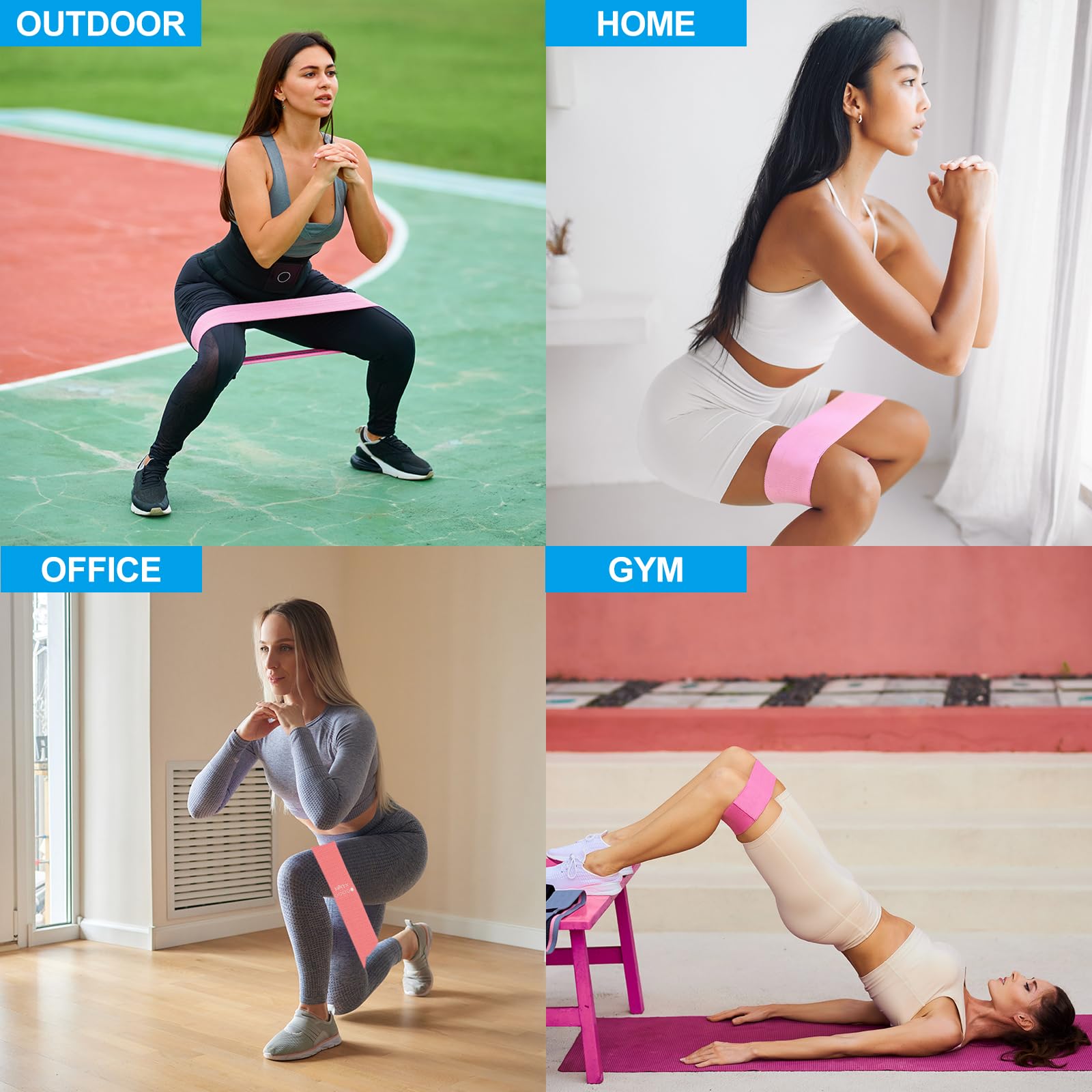 PATIKIL Fasce di resistenza in tessuto, fasce elastiche per esercizi per donne e uomini, fasce per allenamento per gambe del sedere, per fitness e pilates