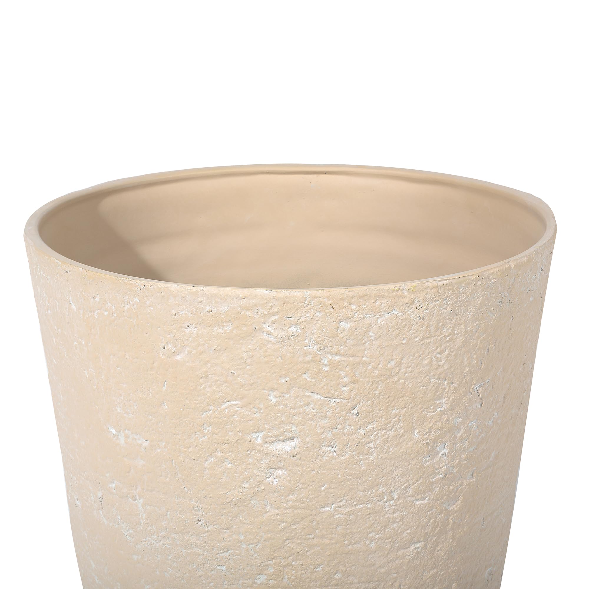 Lot de 2 Pots de Fleurs Jardin en Forme de Vase Haut en Pierre Beige Camia