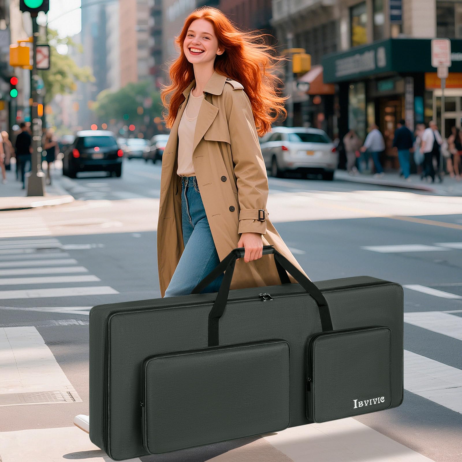 OUUTMEE 61 Bolso para Teclado de 107 x 45 x 16 cm, Funda para Piano de Teclado con Dos Maneras de Llevarlo, Funda de Piano de Teclado de 600D Oxford Resistente al Agua