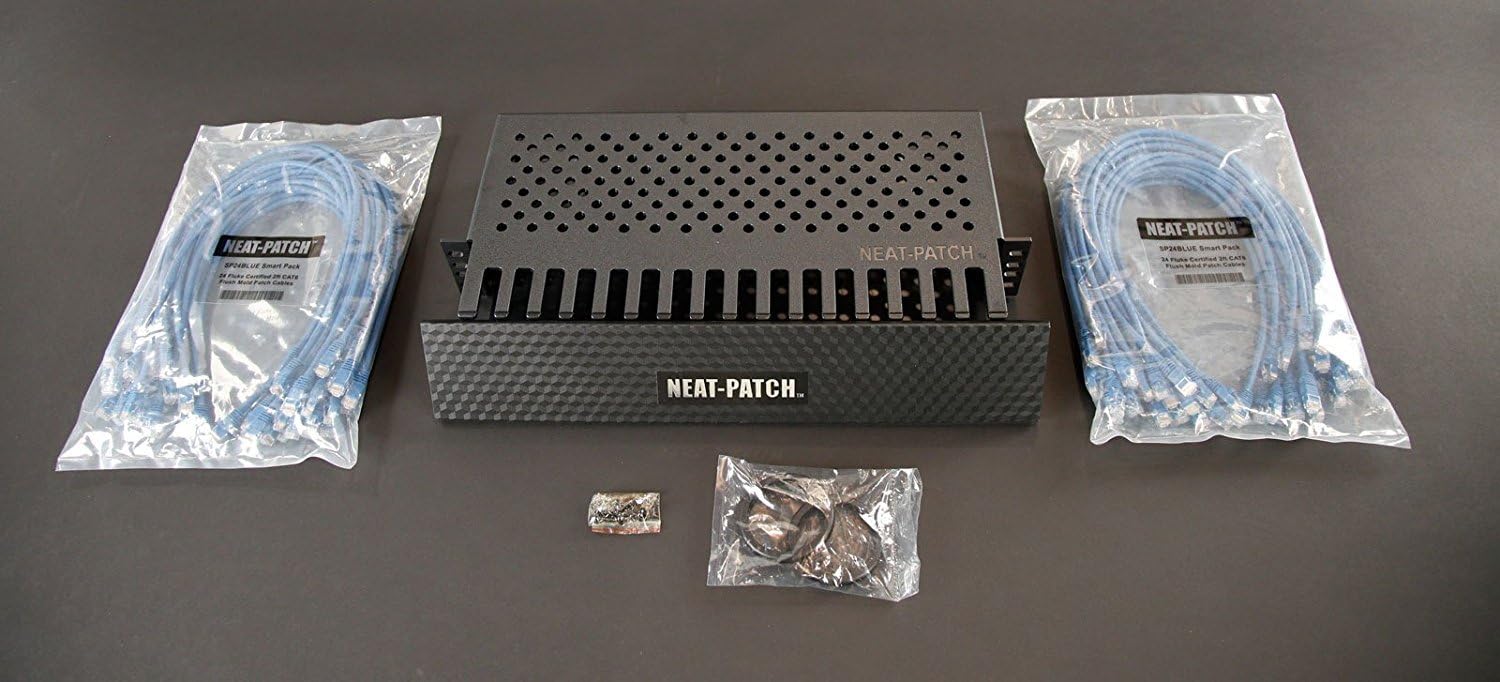 Neat Patch Cable Mgmt. Kit W/ Qty.(48) 2Ft Cat 6 Cert. Patch Cables - Blue