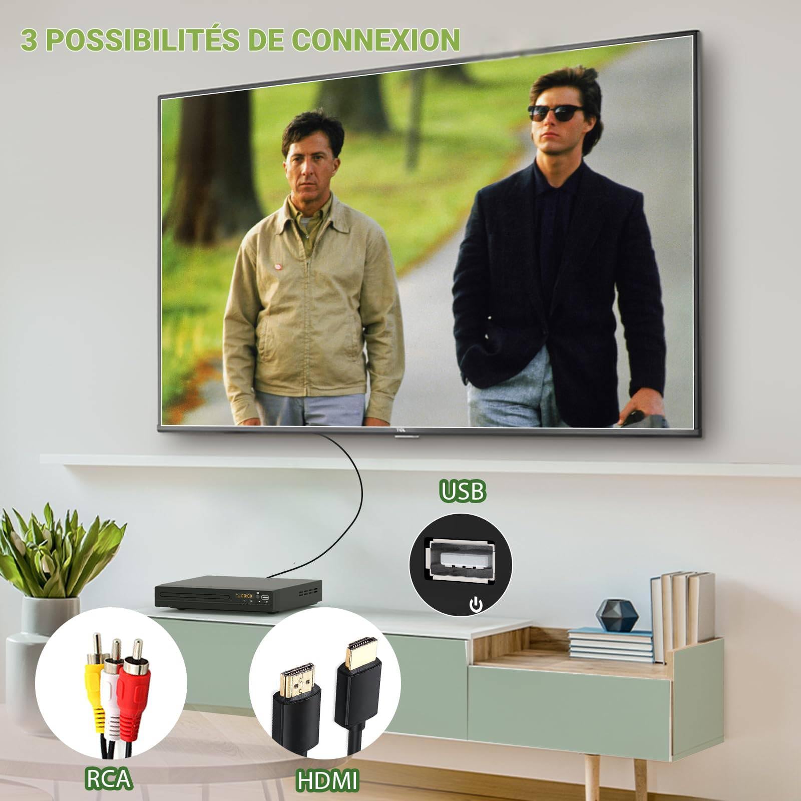 HDMI DVD Player | Unterstützt 1080P, USB, CD | Regionenfreier DVD Spieler für Fernseher | Mit HDMI-Kabel, RCA-Kabel und Fernsteuerung