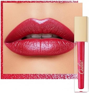 Oulac Red Diamond Lip Gloss - Metallic Rose Lip Stain, Liquid Long Lasting Lip Color, Waterproof, No Transfer, also for Eyeshadow, Glitter&Shimmer, Full Coverage Lip Tint, Vegan, 4.5ml, MD07