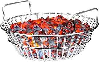 Unidanho Charcoal Ash Basket for Large Big Green Egg Grill, 14 Inches Stainless Steel Charcoal Basket Big Green Egg Accessories, Grill Ash Basket Fits for Big Green Egg Large, Kamado Classic