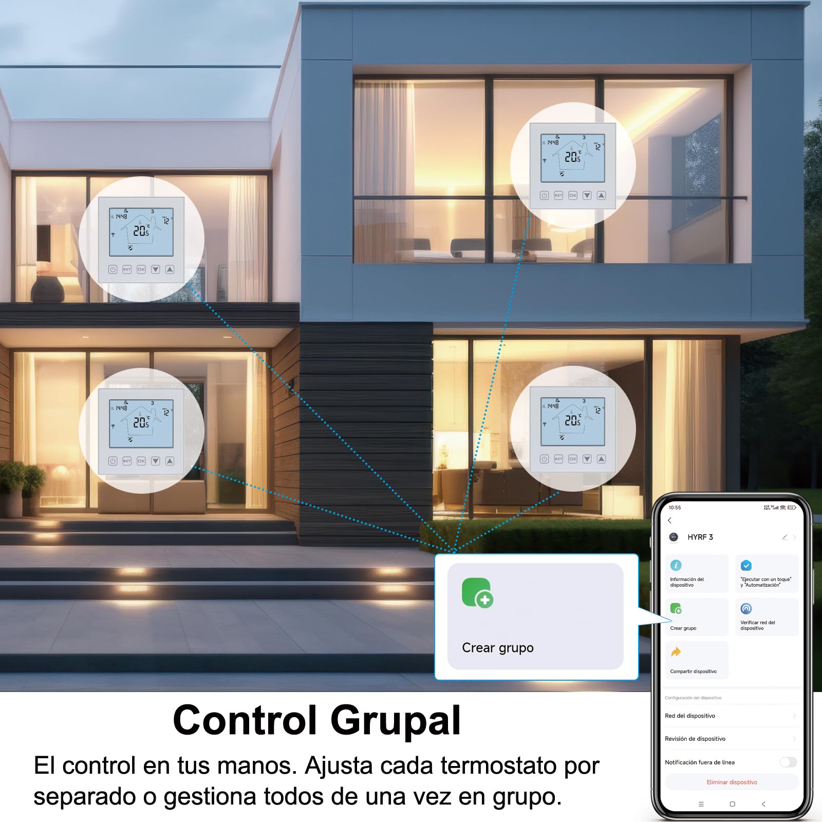 KETOTEK WiFi Termostato Calefaccion Suelo Radiante Electrico 16A con Sonda Compatible con Alexa, Inteligente Cronotermostato Termostato Ambiente Programable 220V Tuya/Smart Life App Control Blanco