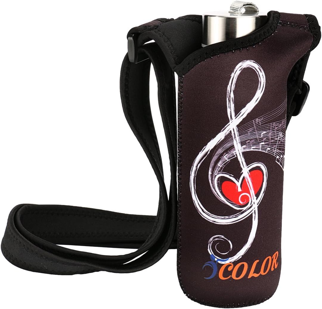 icolor Water Bottle Carrier Holder w/Adjustable Shoulder Strap Sling Insulated Neoprene Sports Bottle Sleeve Bag Hiking Pack,for Stainless Steel & Plastic Bottle Diameter Less Than 3"