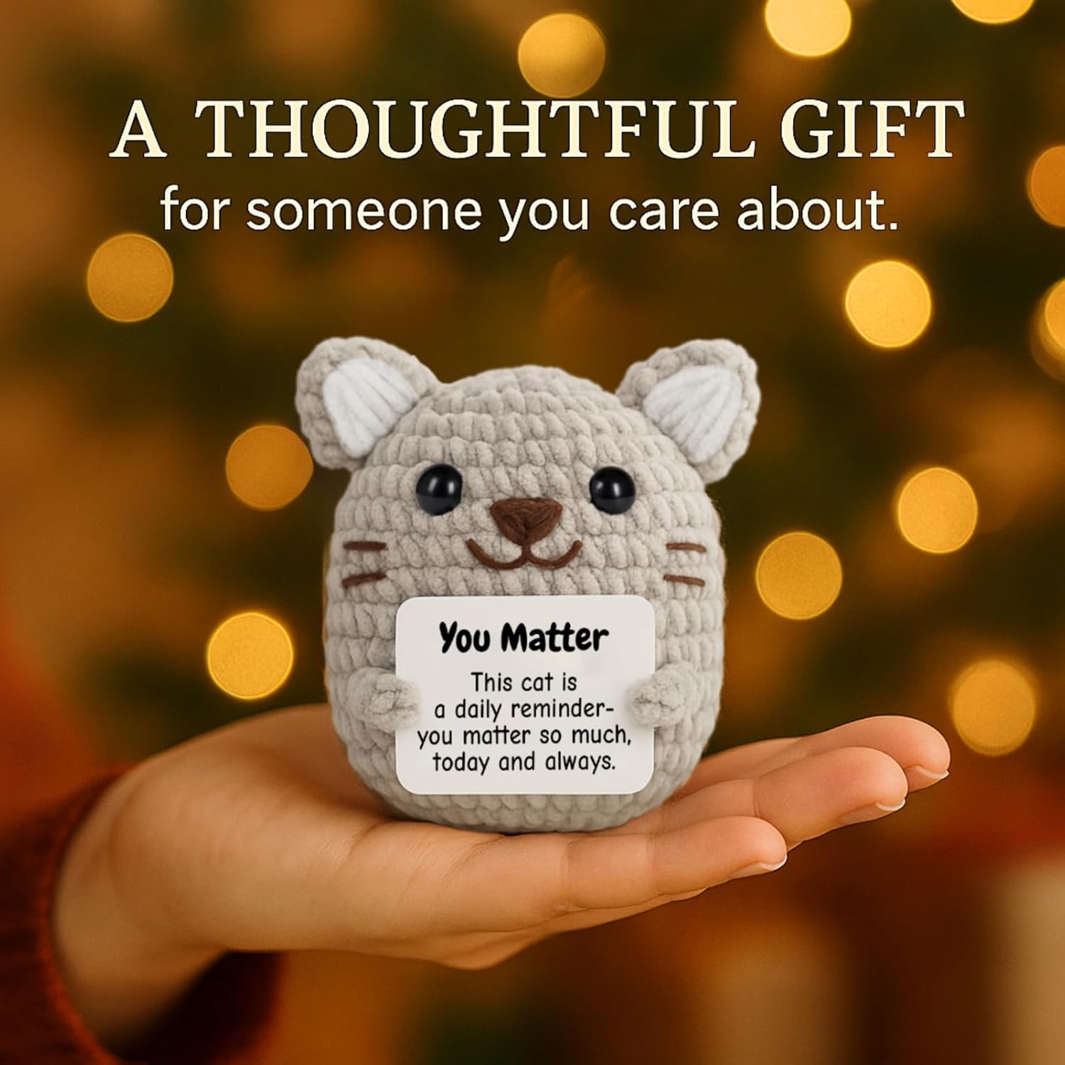 DEYBA Emotional Support Crochet Cat – Positive Crochet Animals, Inspirational Gift for Women, Men, Couples, Friends, Family, Birthday, Christmas, Romantic Valentine's Day Gift - Image 7