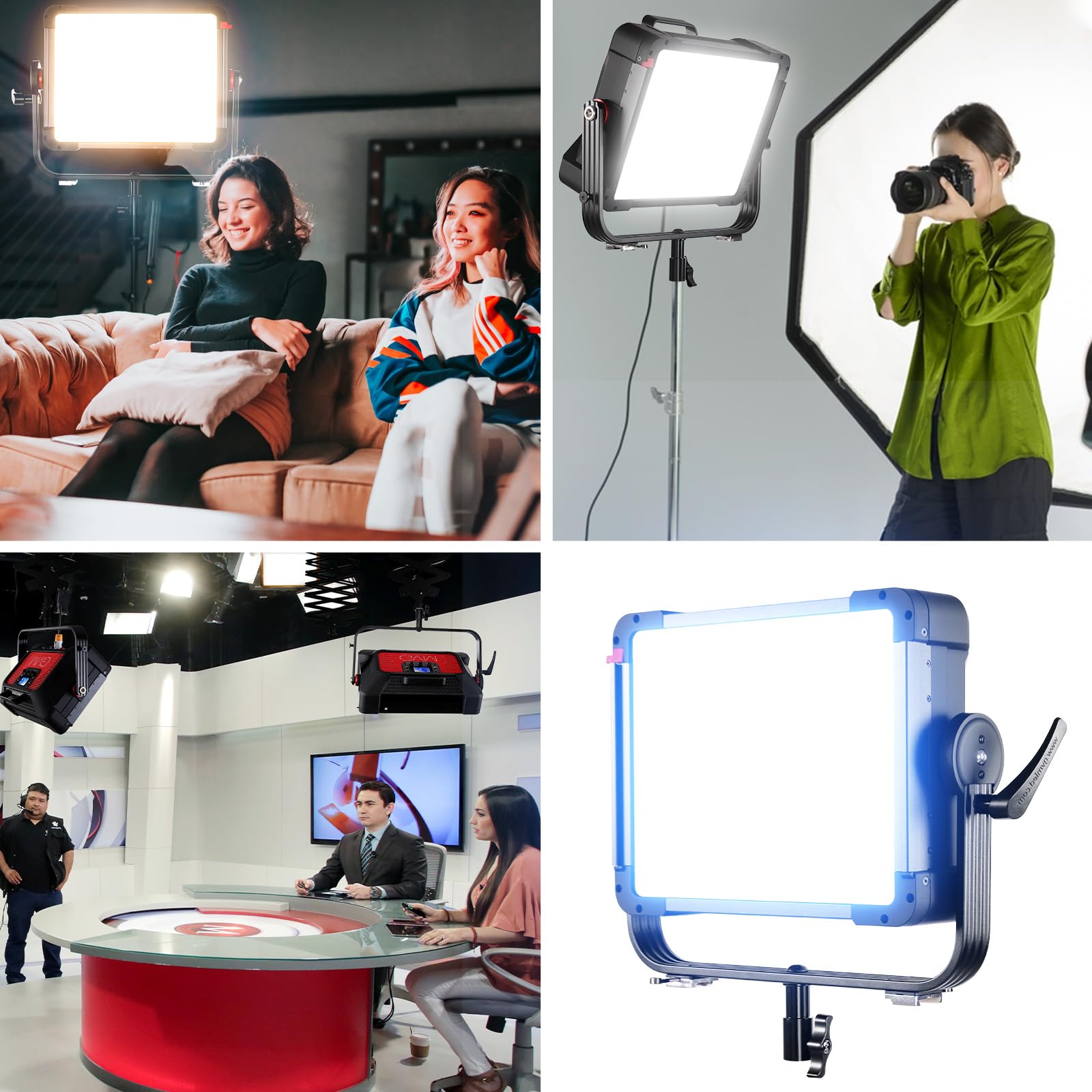 GVM - Lampada video a LED RGB, 200 W, controllo tramite app, illuminazione video a LED, 2700 K ~ 7500 K, CRI97+, luce da studio, luce continua, per video, YouTube, set da studio, matrimonio, 12 scene