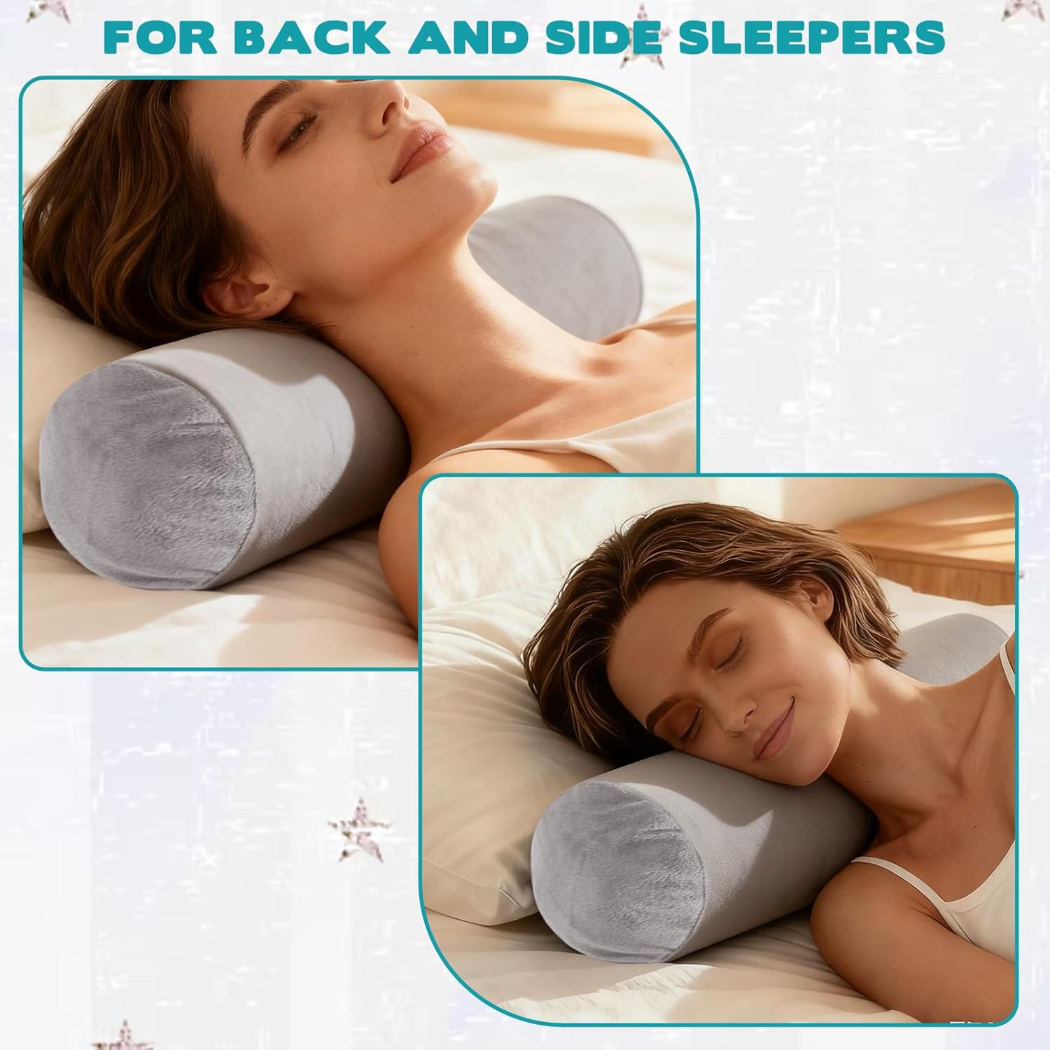 2 PCS Cervical Neck Roll Pillow Cover, Bolster Pillow Covers with Zipper, Round Pillowcases Cylinder Soft Bolster for Cylindrical Cushion, Pillowcase Only (Gray 16 × 6 Inch) - Image 6