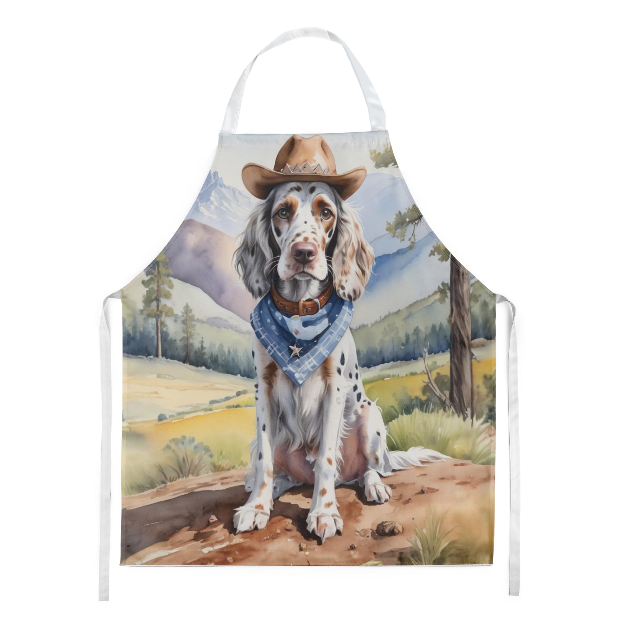Caroline's Treasures English Setter Cowboy Welcome Apron Cooking Kitchen Server Baking Crafts Gardening for Adult Women Men, Unisex, Large, Multicolor