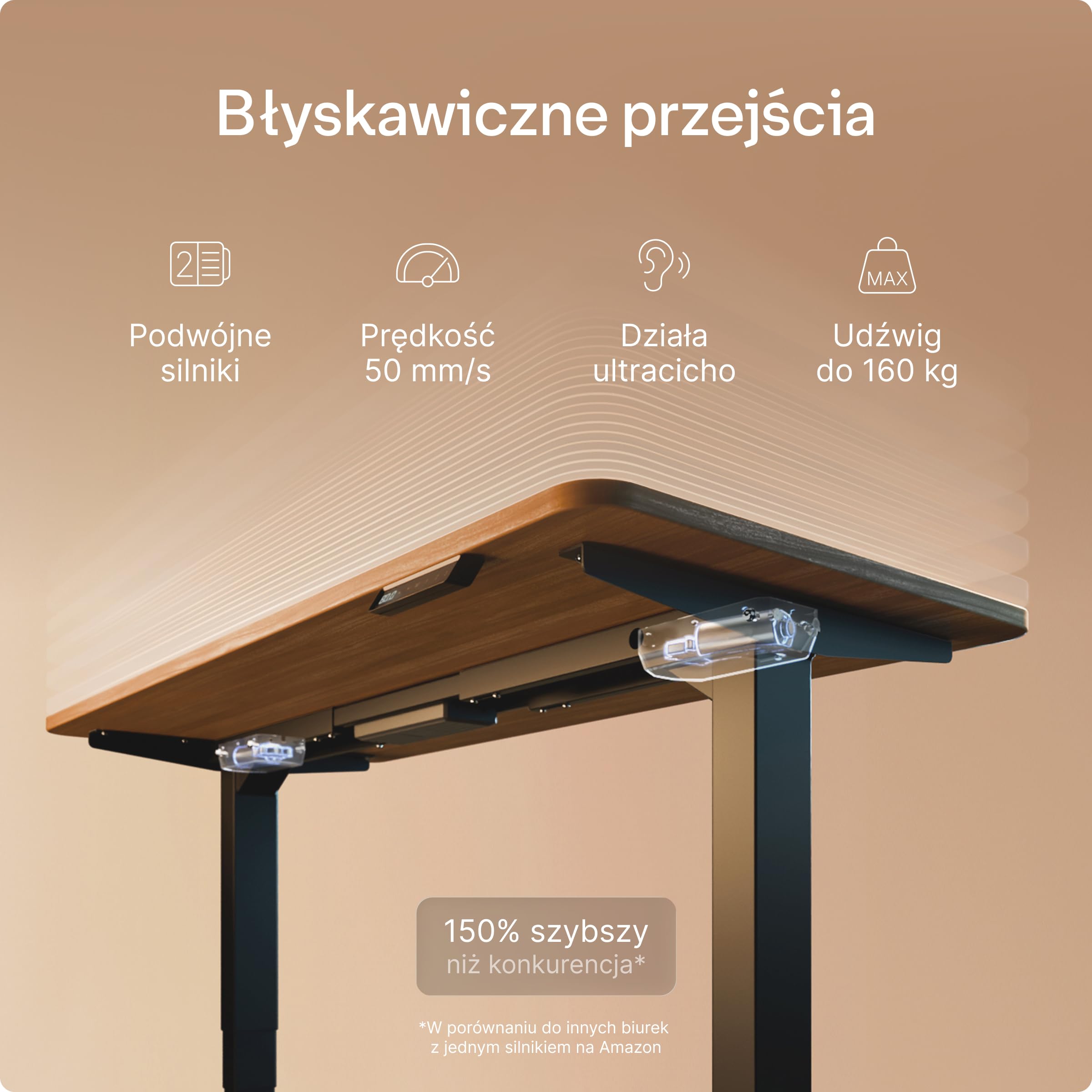 Desktronic Biurko z regulacją wysokości (160 x 80 cm) – biurko z regulacją wysokości, elektryczne, z cichym podwójnym silnikiem i ekranem dotykowym, wysoka nośność, stolik barowy HomePro