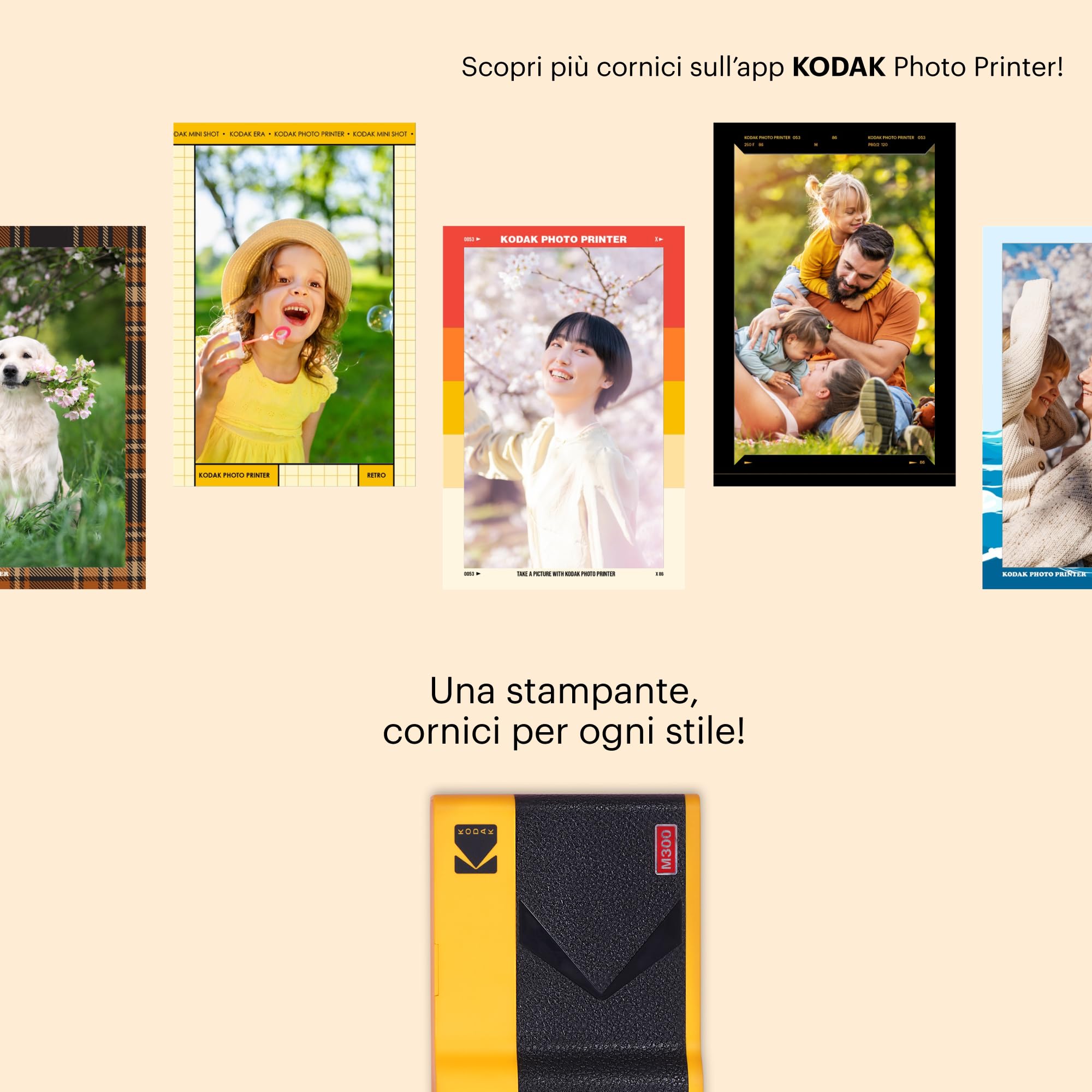 KODAK Mini 3 Era Regalo di Natale 4PASS Stampante Fotografica Portatile (7.6x7.6cm) (Fotografica Portatile + 8 Fogli inclusi + Pacchetto accessori e 60 Fogli, Giallo)