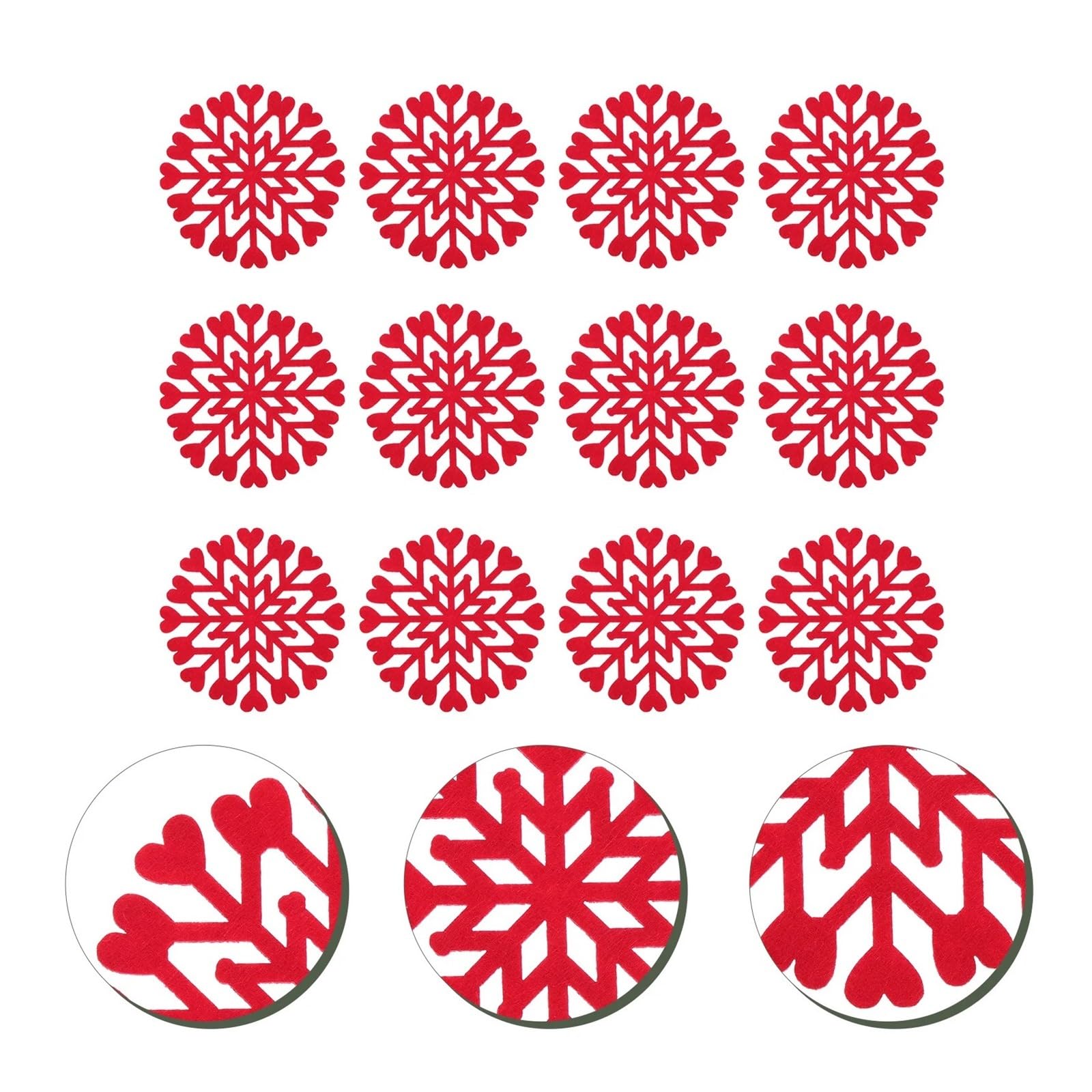 Felt Snowflake Coasters 36Pcs Heat Insulated Cup Pads Non-Skid Table Placemat