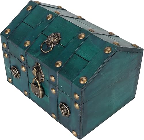 Miniatura 8 de DIYDEG Caja de madera del tesoro, hecha a mano, caja decorativa de gran capacidad con bloqueo de contraseña, estuche organizador para regalo de