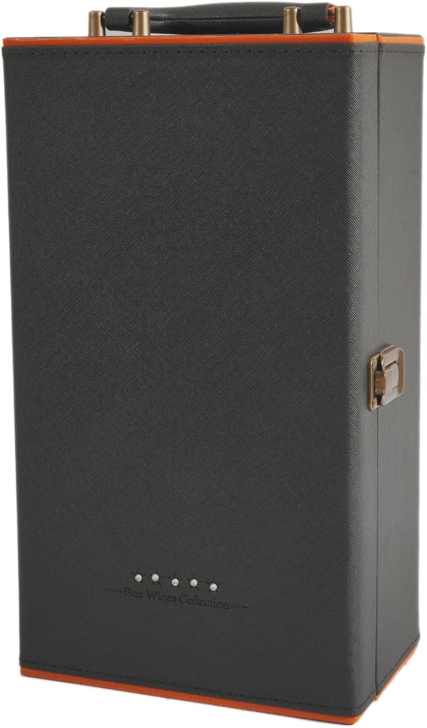 Decorative Double Bottle Wine Box with 4 Accessory, Handmade Premium Wine Storage Carrying Case with Top Leatherette Handle, Chic Presentation for Wine Bottles, Perfect for Wine Lovers (Gray)