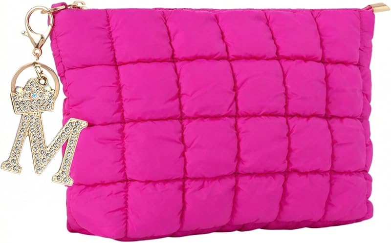 Necessaire de maquiagem acolchoada preta CECKQUE com alça de pulso removível, 25,4 cm, Makeup-Puffy-1