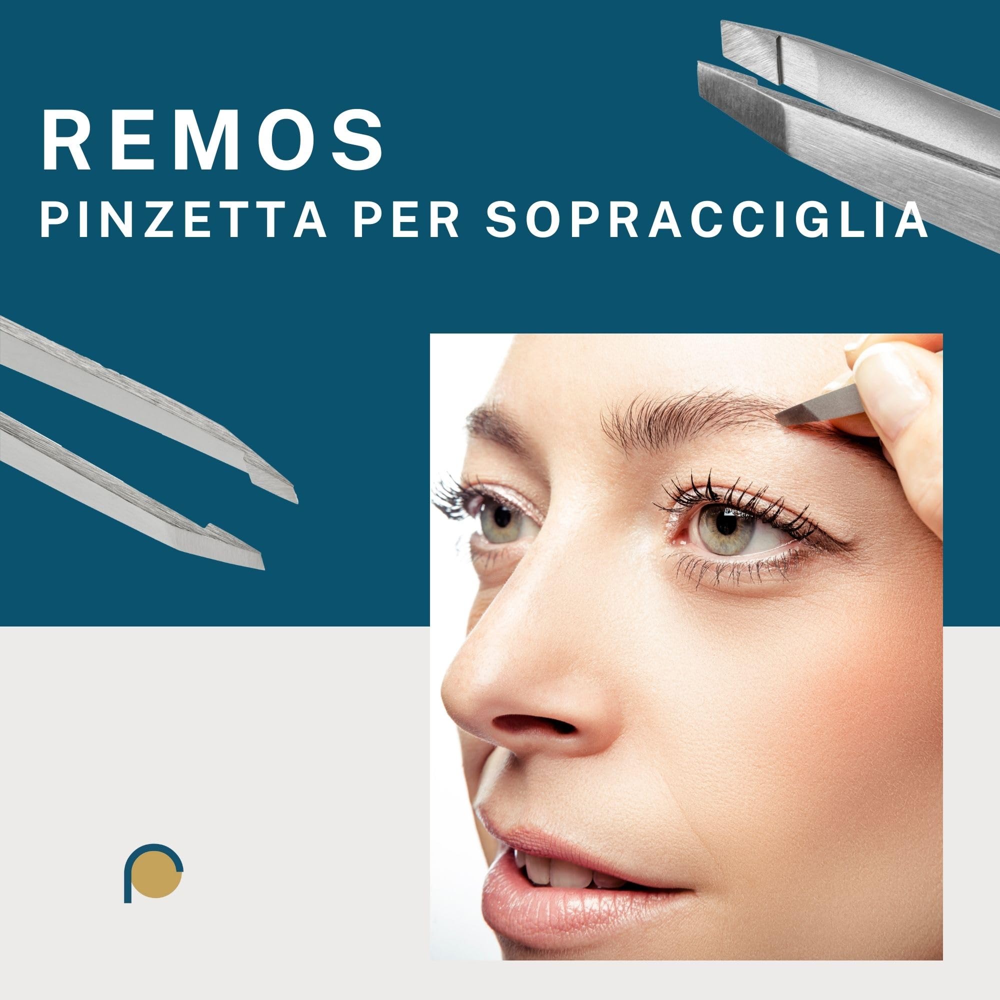 REMOS - Set di 3 pinzette per sopracciglia, schegge e combinate, in nero