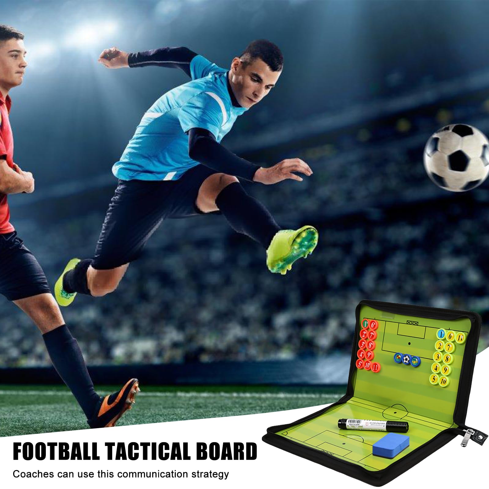 Cartellina Tattica Magnetica Per Allenatori Di Calcio Con Fischietto E Pedine - Lavagna Cancellabile Per Schemi - Foto 12
