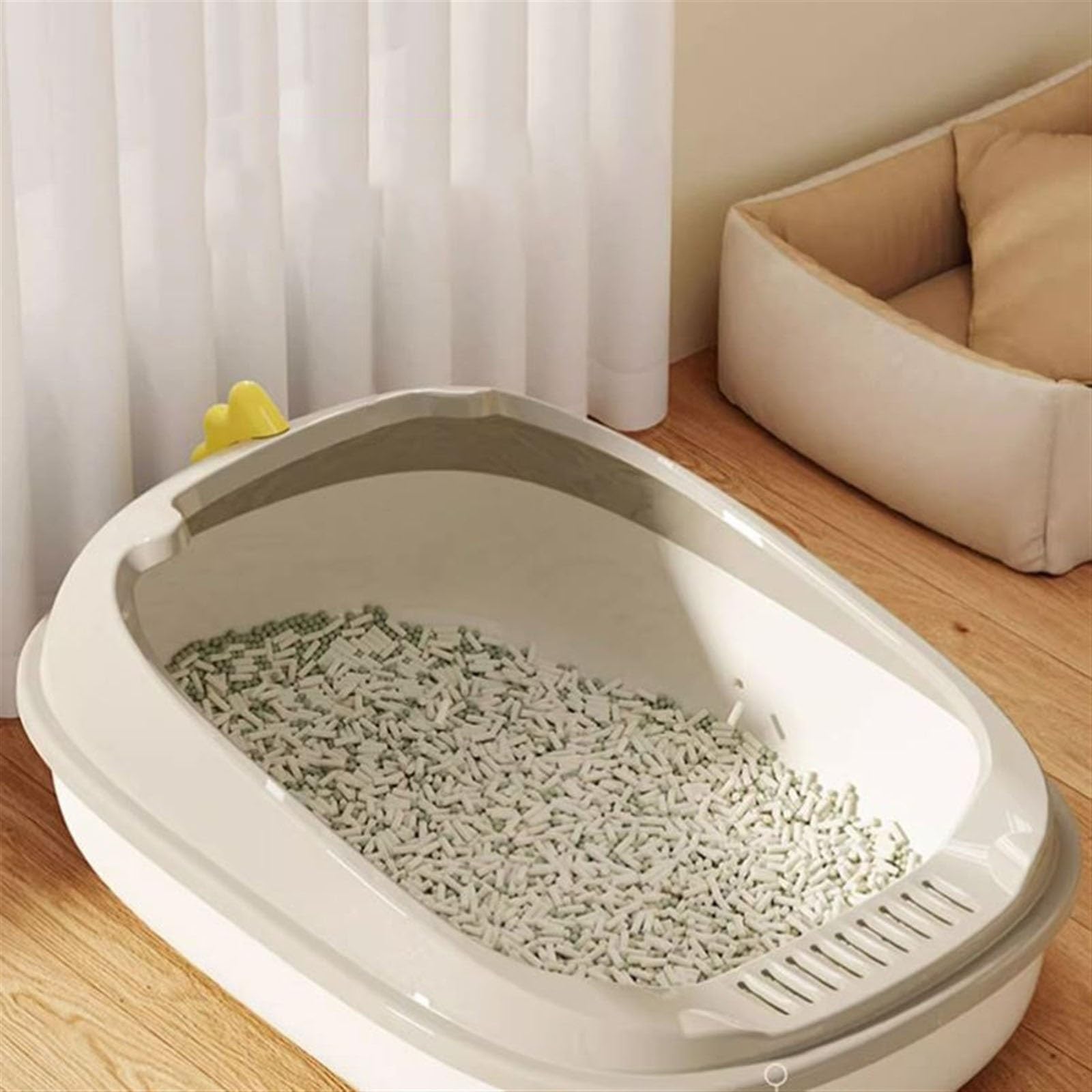 Exclusivo para Gatos y Perros Caja de Arena for Gatos Bandeja for Mascotas for Orinal Abierta for con Pala Orinal Duradero antisalpicaduras Suministros for para Interiores(Green)