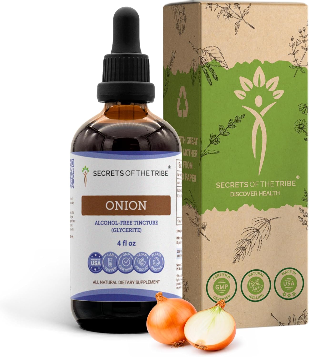 Secrets of the Tribe Onion Alcohol-Free Liquid Extract, Onion (Allium Cepa) Dried Bulb (4 FL OZ)