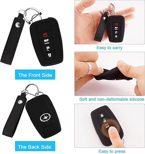 Miniatura 5 de Funda de silicona para llavero compatible con accesorios Toyota, Highlander, Corolla, Camry, C-HR, RAV4, Avalon Prius 4Runner, Prado 86GT86,