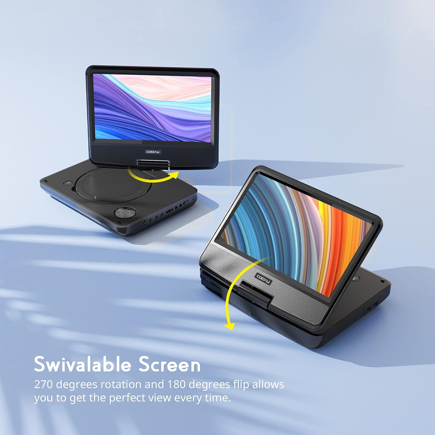 Amazon Crazy 🔥 Deals COOAU 11” Portable DVD Player, Support Power Bank Charging, Last Memory Function, Region Free, SD/USB/AV-Out Port with HD Swivel Screen,Car TV for Kids, Black