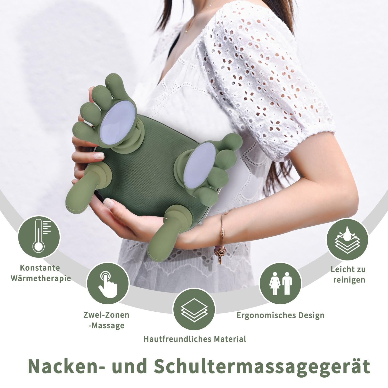 Appareil de massage pour les épaules et la nuque, masseur de nuque 4D, masseur de nuque avec fonction chauffante, pour soulager les douleurs aux épaules et à la nuque, portable et rechargeable pour la