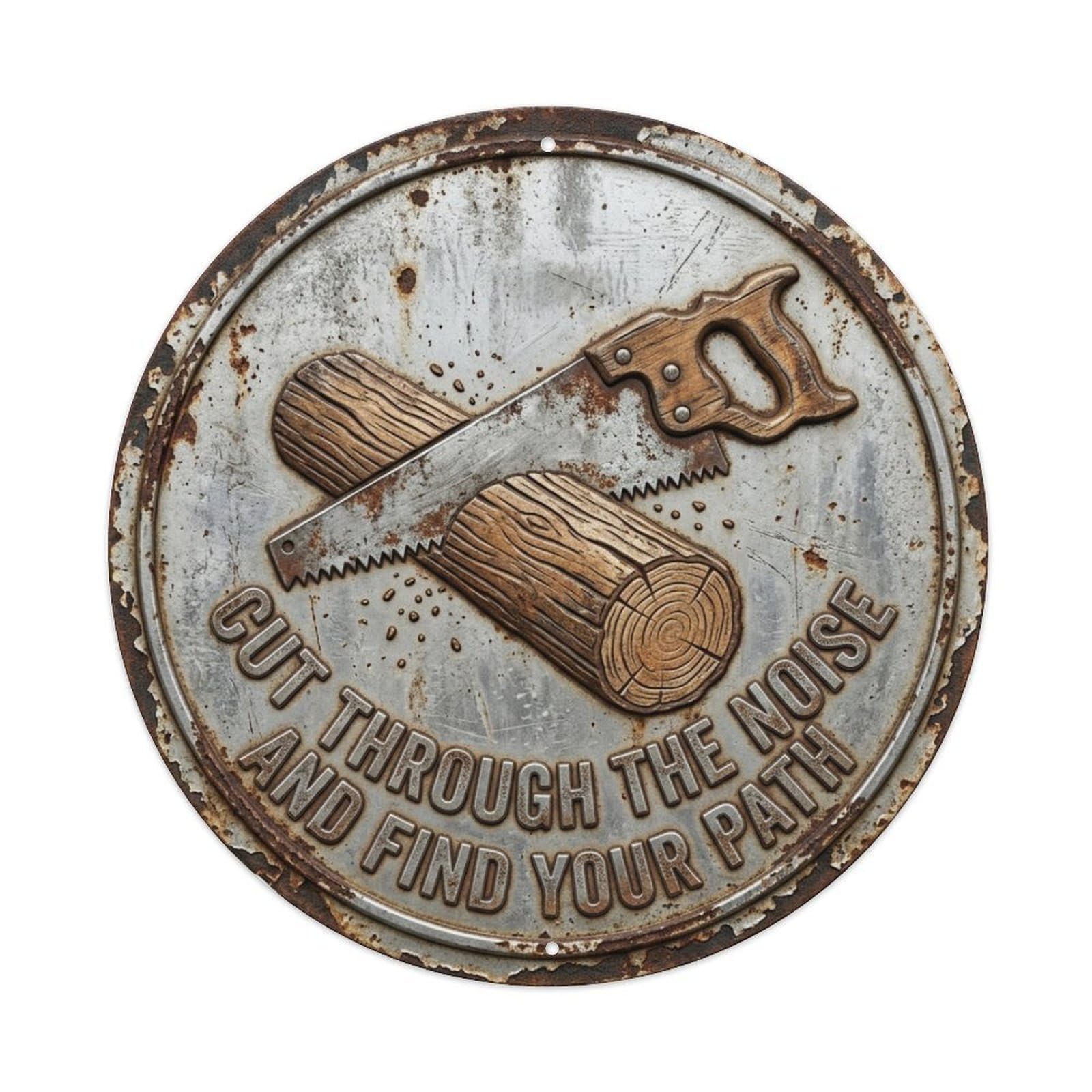 Saw Blade Cut Workshop Vintage Metal Tin Sign Plaque Wall Decor for Cafe, Club Bar, Office, Garden Metal Poster 8x8Inch