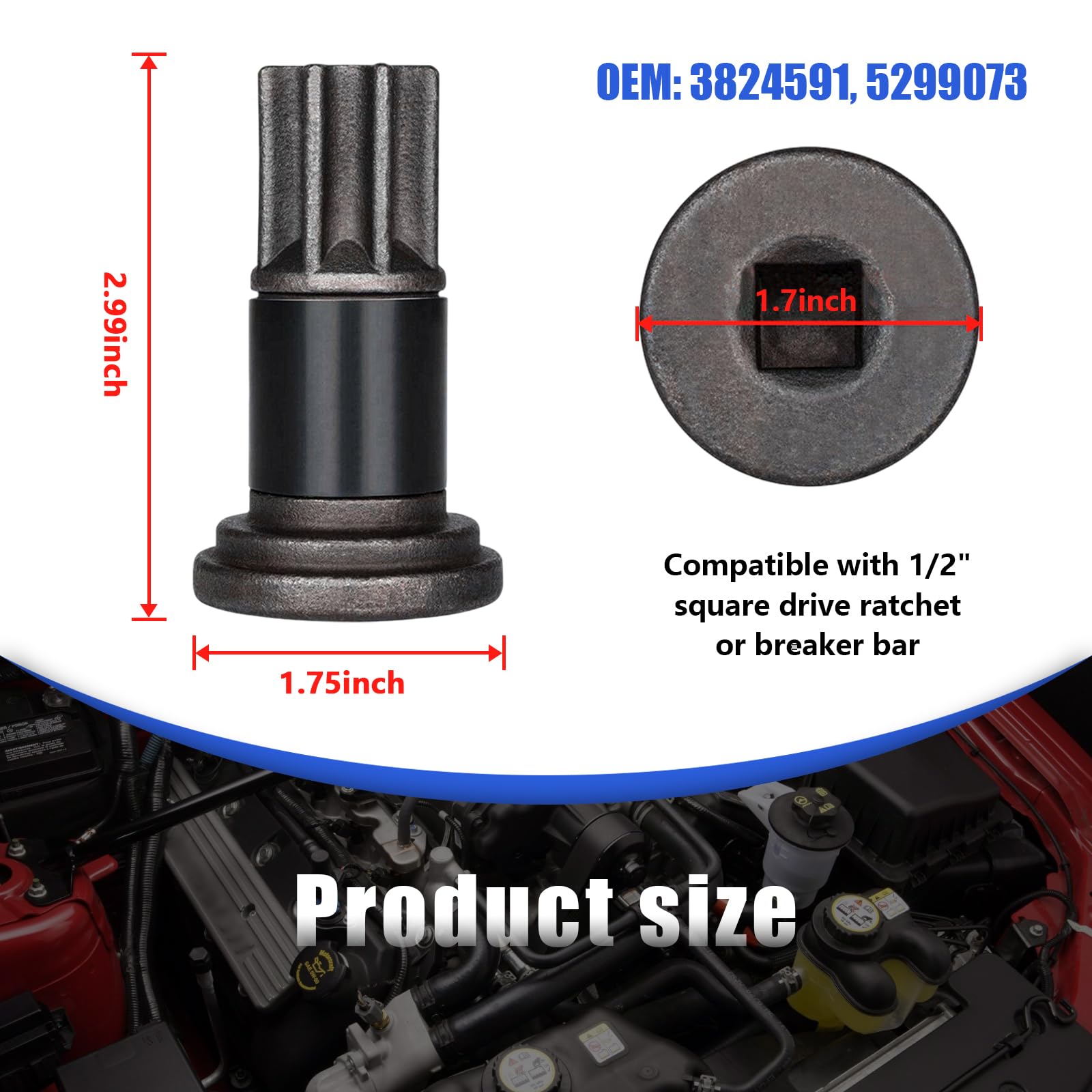 Chiave Per Sbarramento Motore Diesel - Strumento Rotazione Per Motori Serie B/C Cummins 3.9L 5.9L 6.7L, Sostituto OEM 3824591