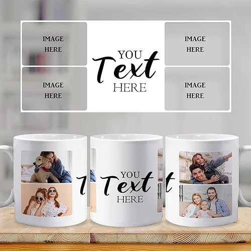 Miniatura 3 de Taza de café personalizada con texto fotográfico, taza de collage de 4 fotos, diseño de tu propia taza de café personalizada, regalos personalizados