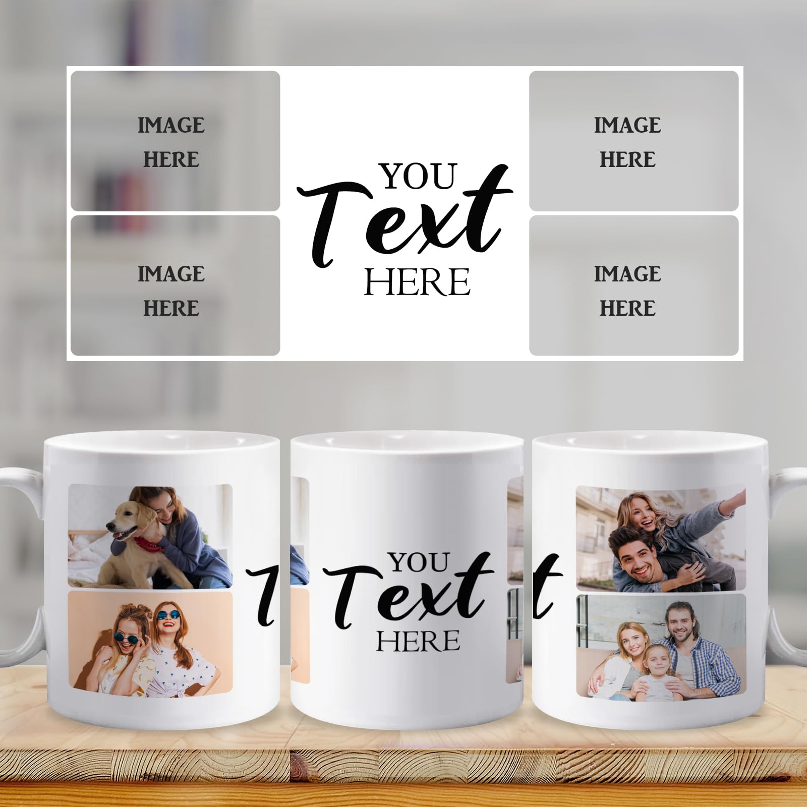 Personalised Photo Collage Mug Cup Custom Design Image Text Tea Coffee Gift