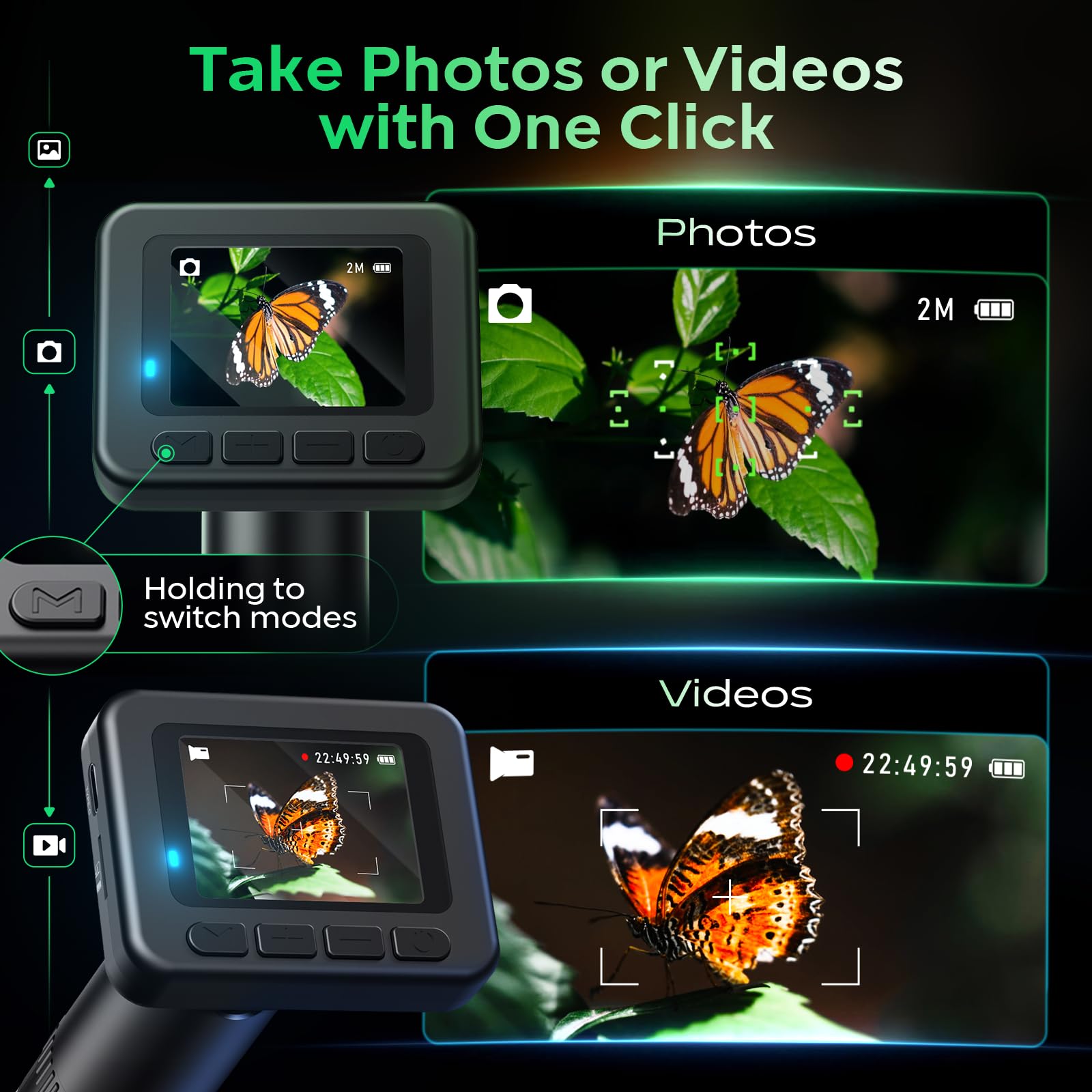 Microscopio digital de mano D-KS2 con pantalla IPS de 2 pulgadas, toma fotos y videos, descarga a PC y Mac, microscopio de bolsillo 1000X para niños/adultos con tarjeta SD de 32 G, uso en